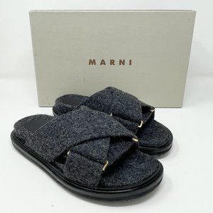 NEW MARNI Wool Fussbett Crisscross Slide Sandals